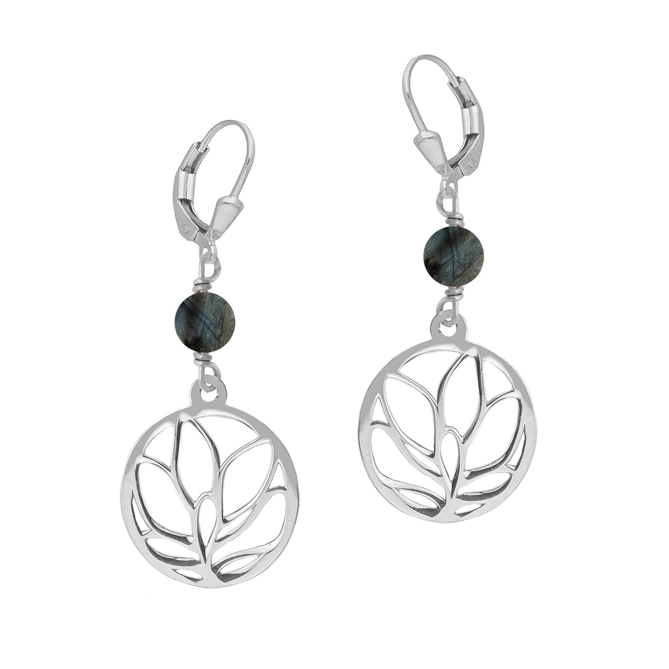 Aretes Amapola cortos con piedras naturales