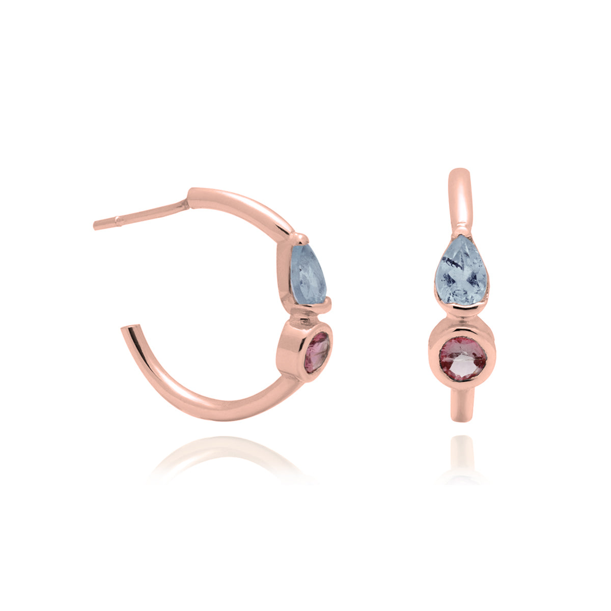 Arracadas Iris de plata con baño de oro rosa