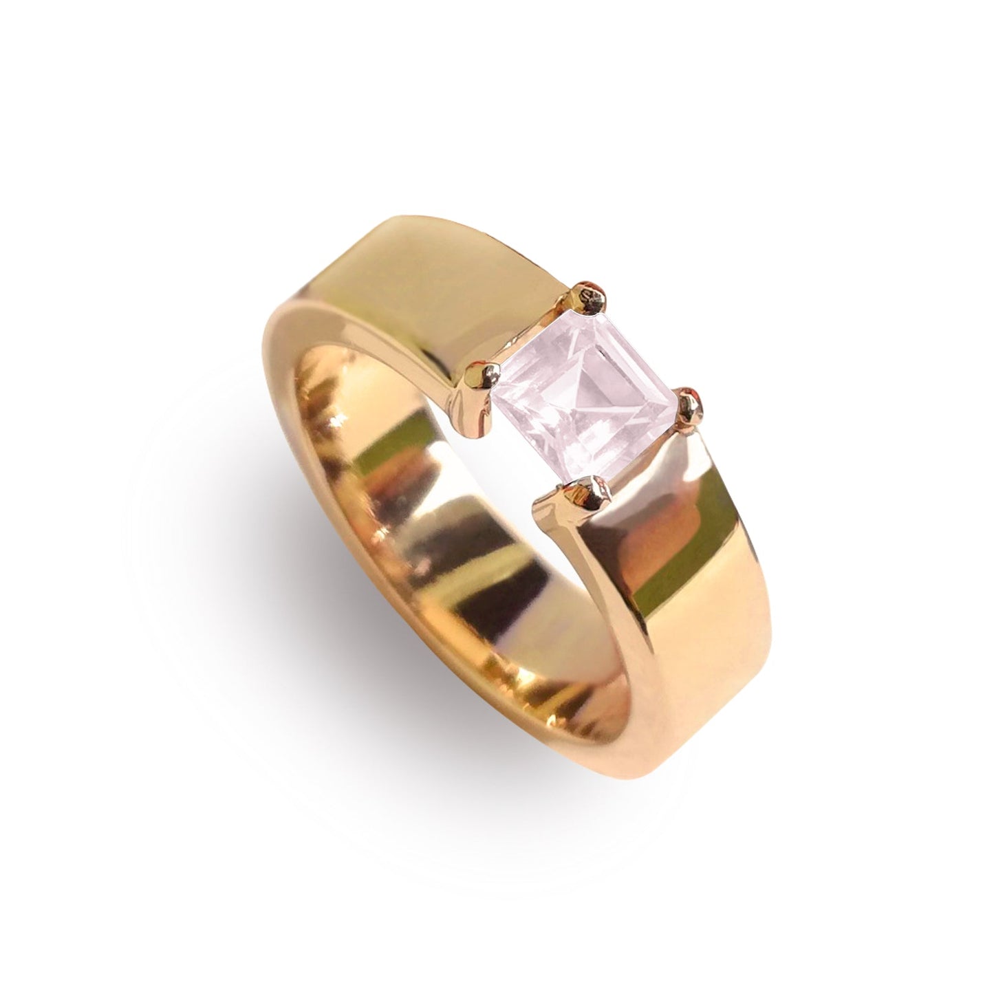 Anillo Azafrán con cuarzo rosa dorado