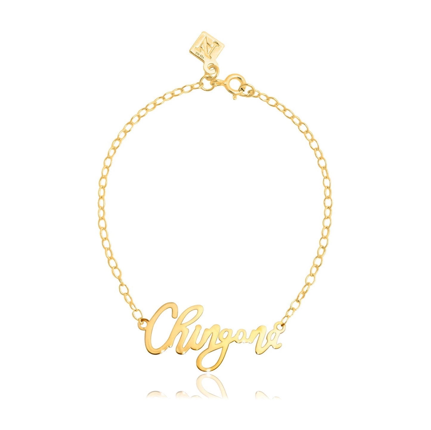 Pulsera Chingona de plata con baño de oro