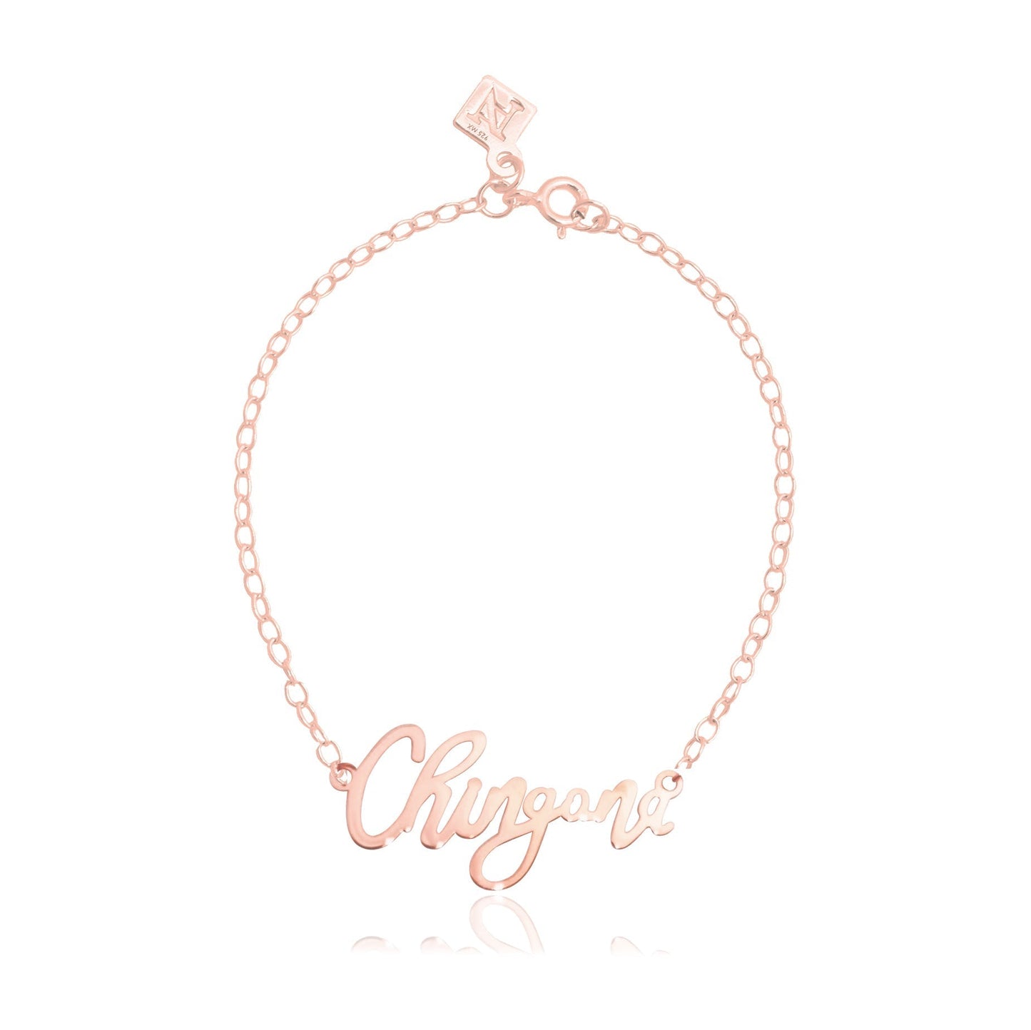 Pulsera Chingona de plata con baño de oro rosa