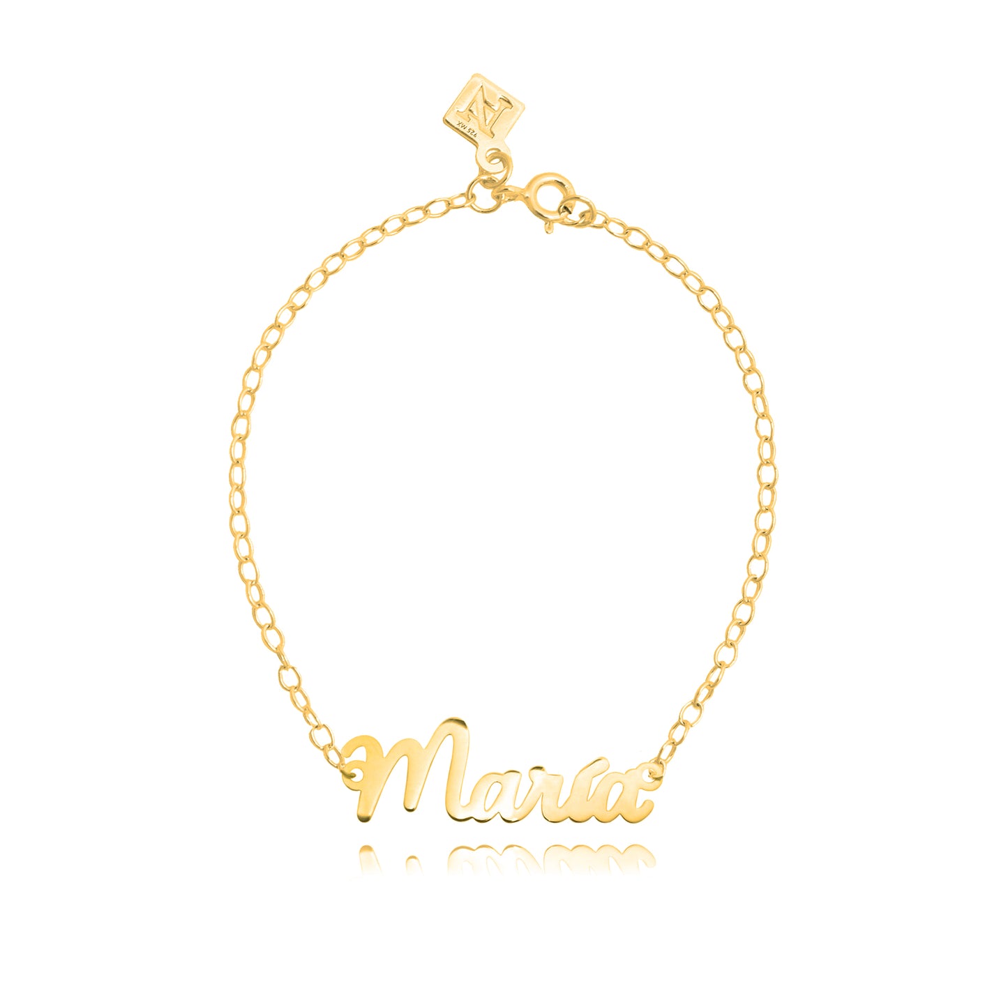 Pulsera nombre de plata en tipografía manuscrita