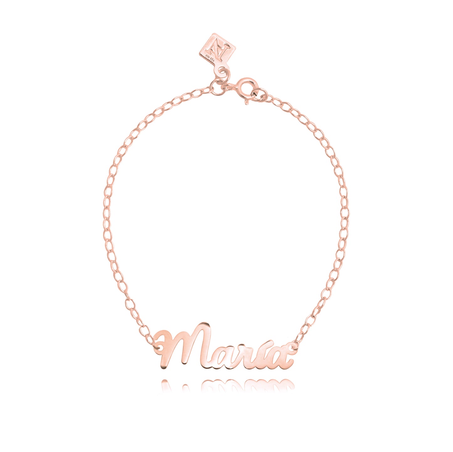 Pulsera nombre de plata en tipografía manuscrita