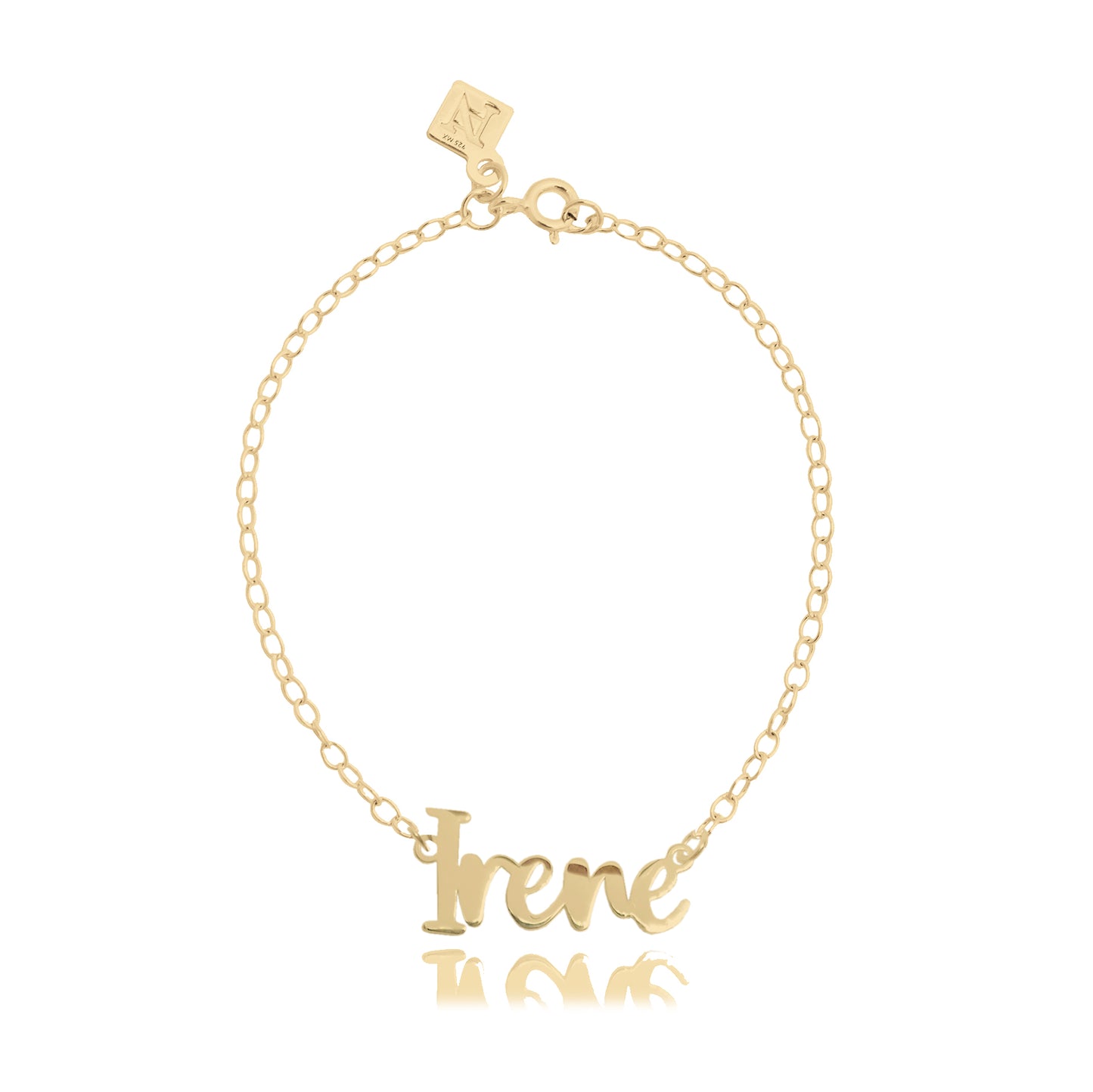 Pulsera nombre de plata en tipografía alegre