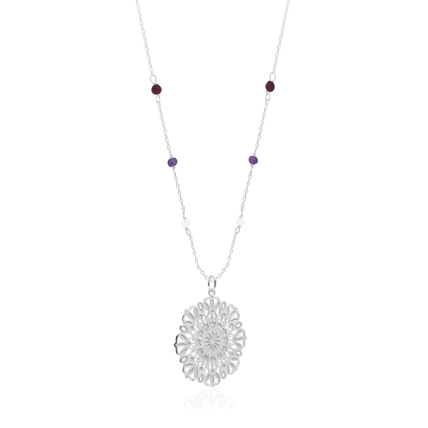 Collar Gerbera de plata con piedras