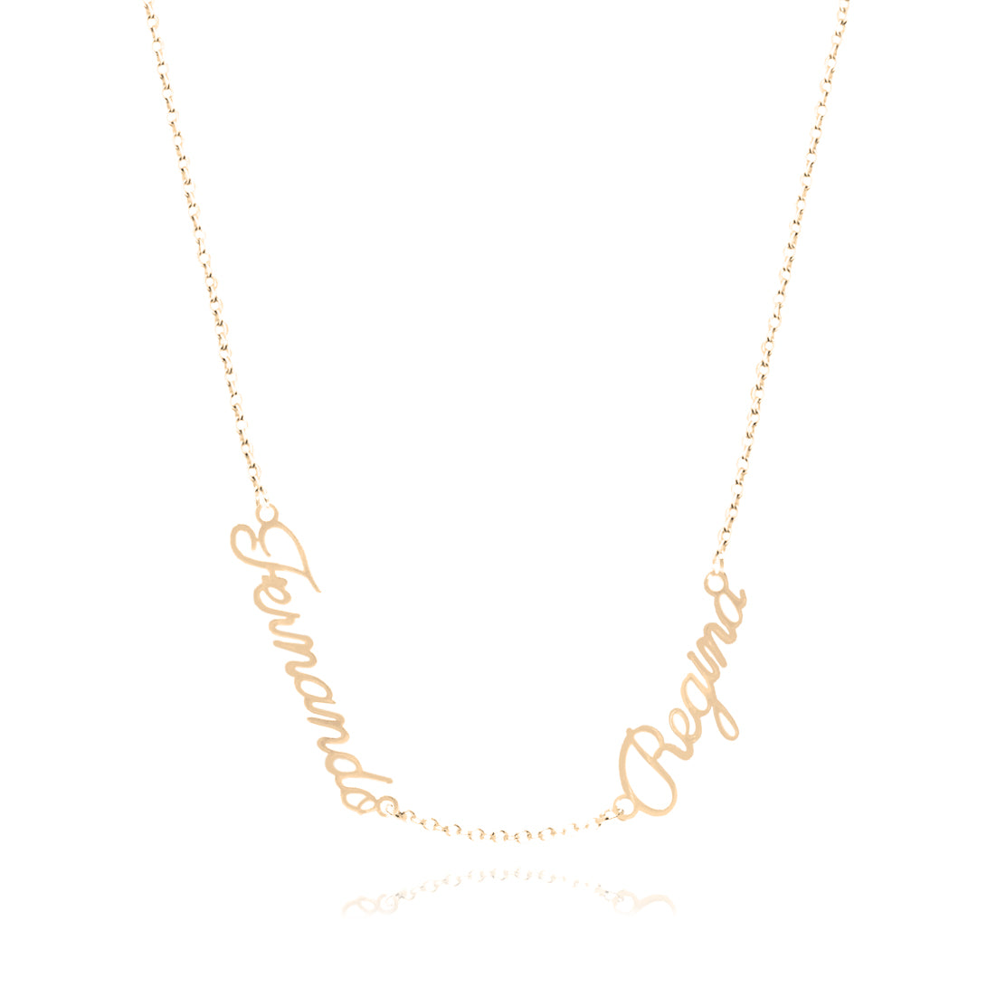 Collar de plata múltiples nombres en tipografía romántica