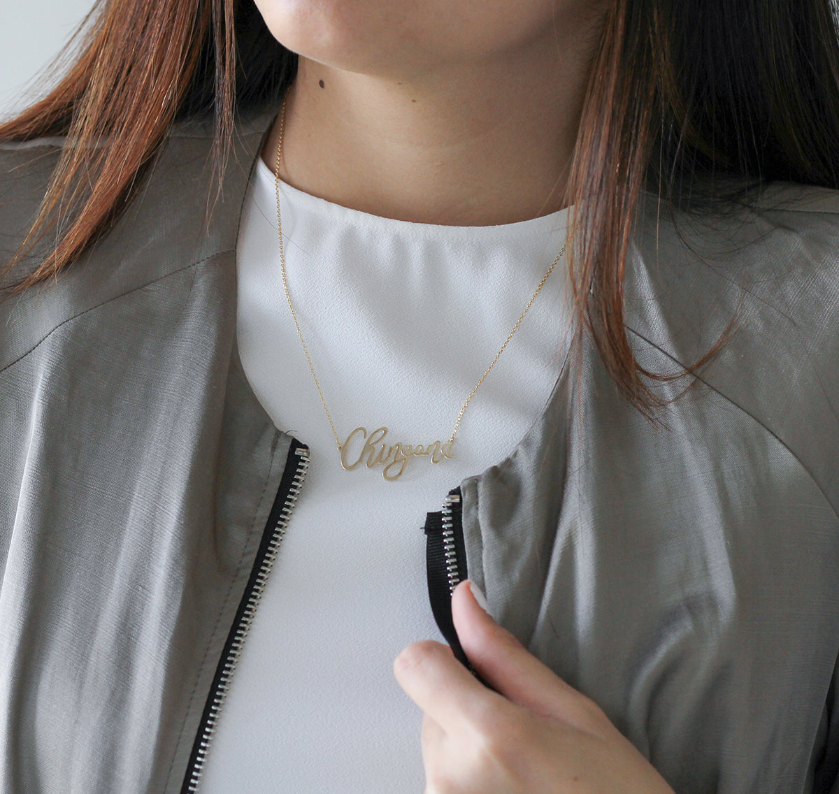 Collar Chingona de plata con baño de oro