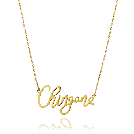 Collar Chingona de plata con baño de oro