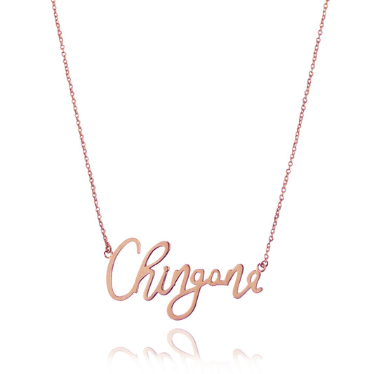 Collar Chingona de plata con baño de oro rosa