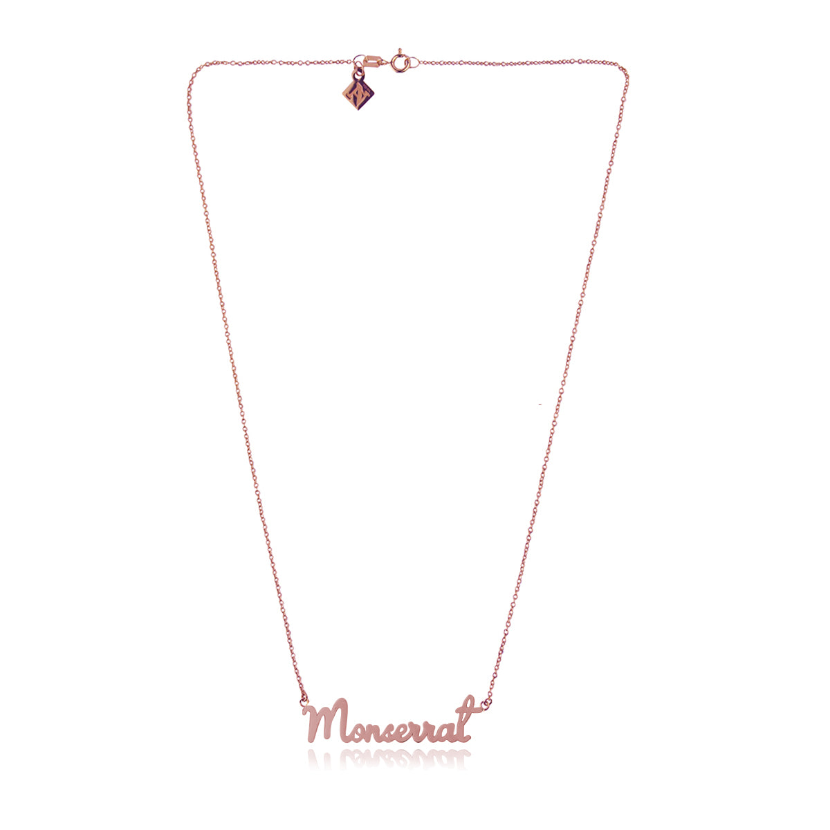 Collar nombre de plata en tipografía manuscrita