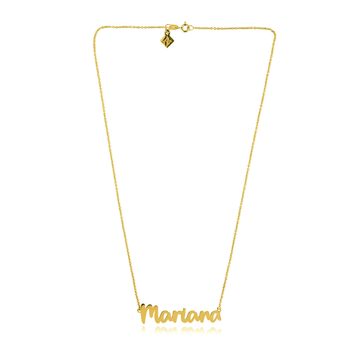 Collar nombre de plata en tipografía alegre