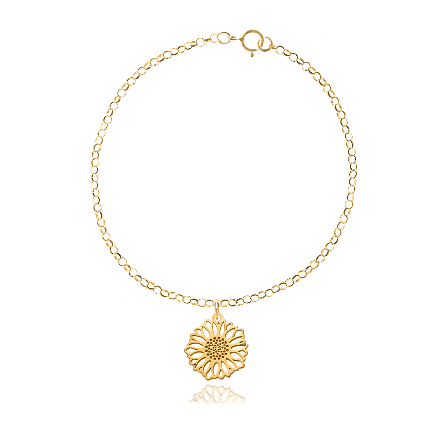Pulsera Girasol de plata con baño de oro