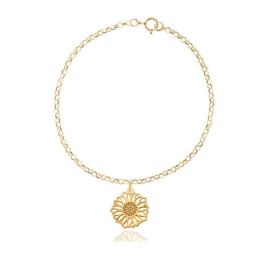 Pulsera Girasol de plata con baño de oro