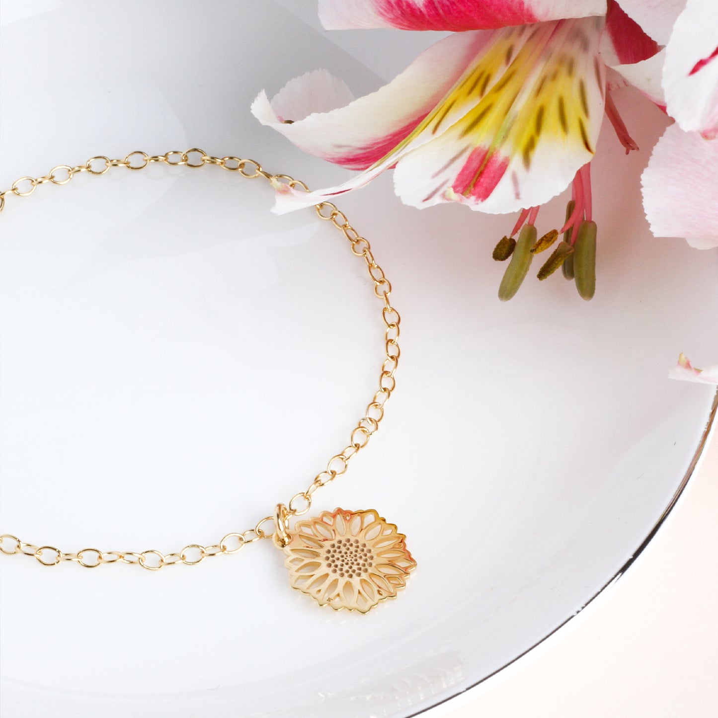 Pulsera Girasol de plata con baño de oro