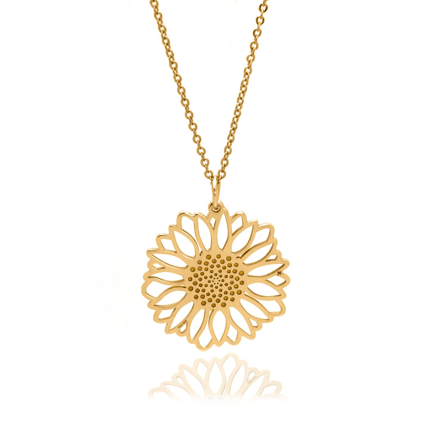 Dije Girasol de plata con baño de oro