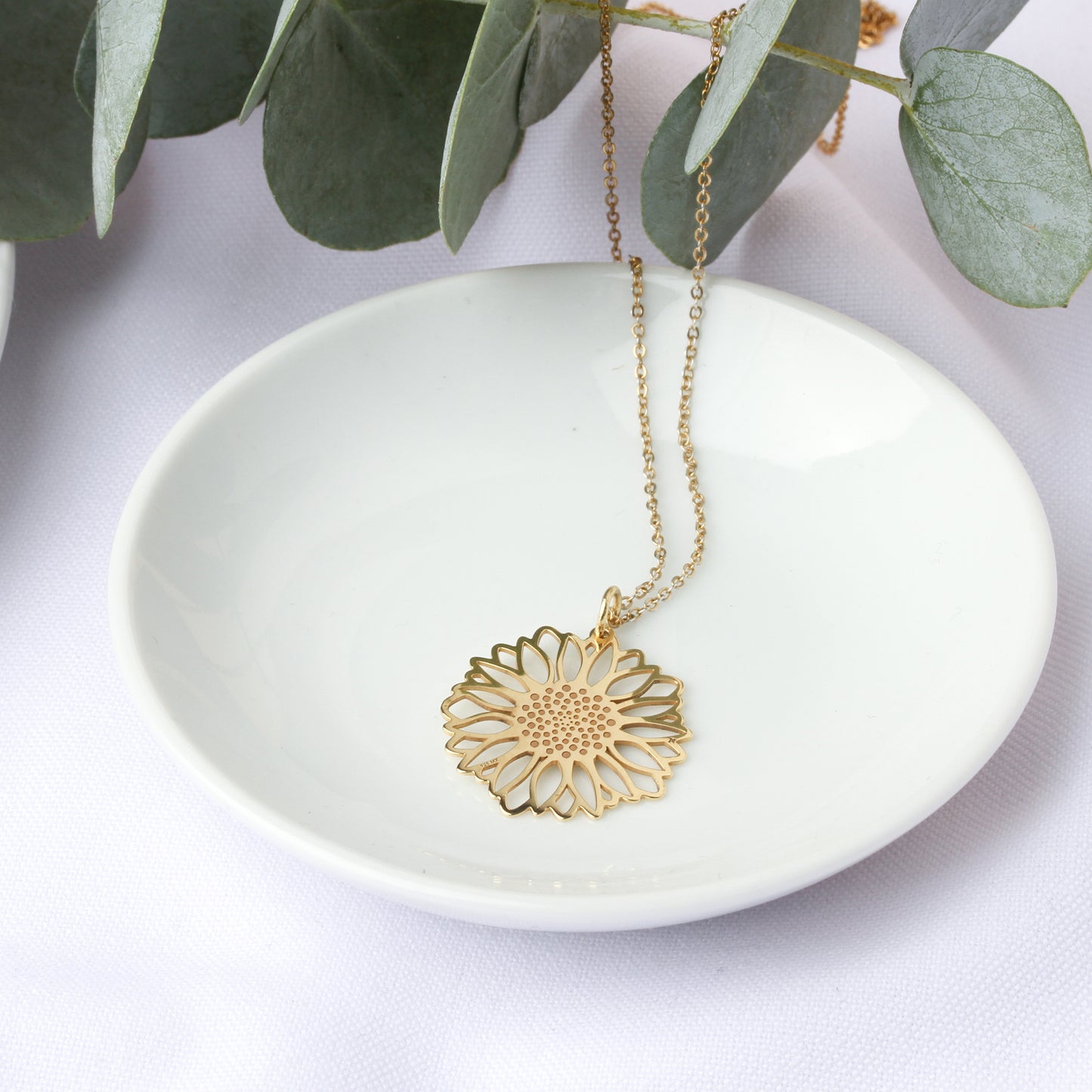 Dije Girasol de plata con baño de oro