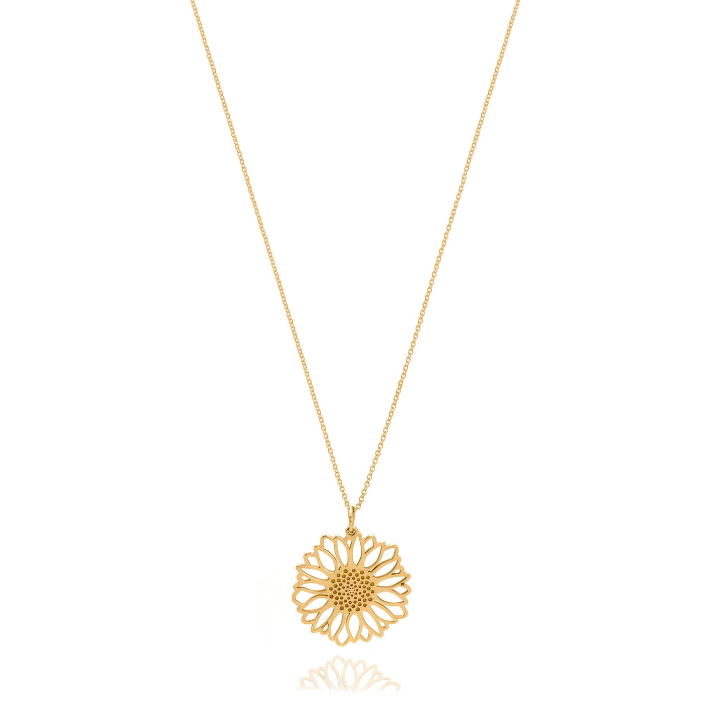Dije grande Girasol de plata con baño de oro