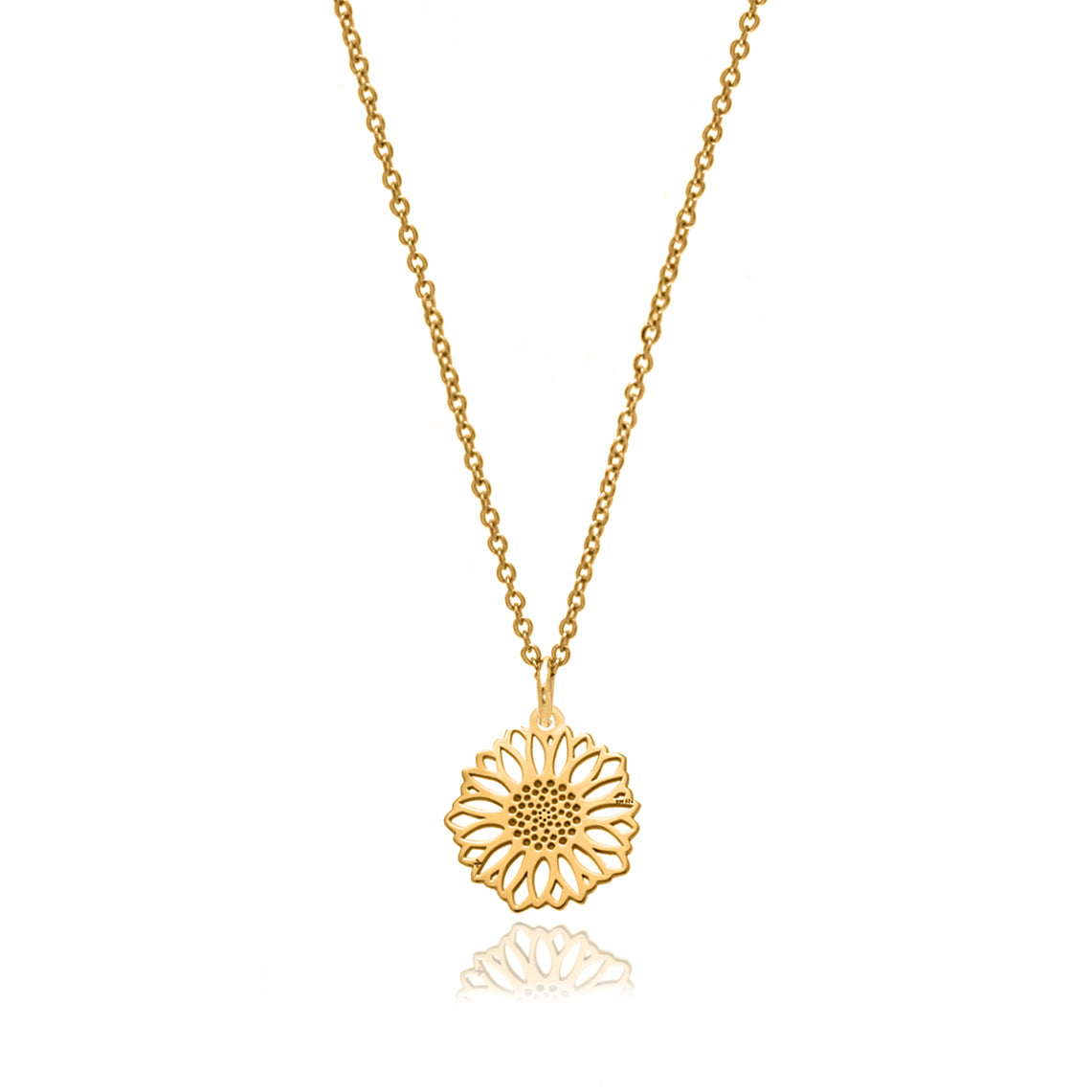Dije mini Girasol de plata con baño de oro
