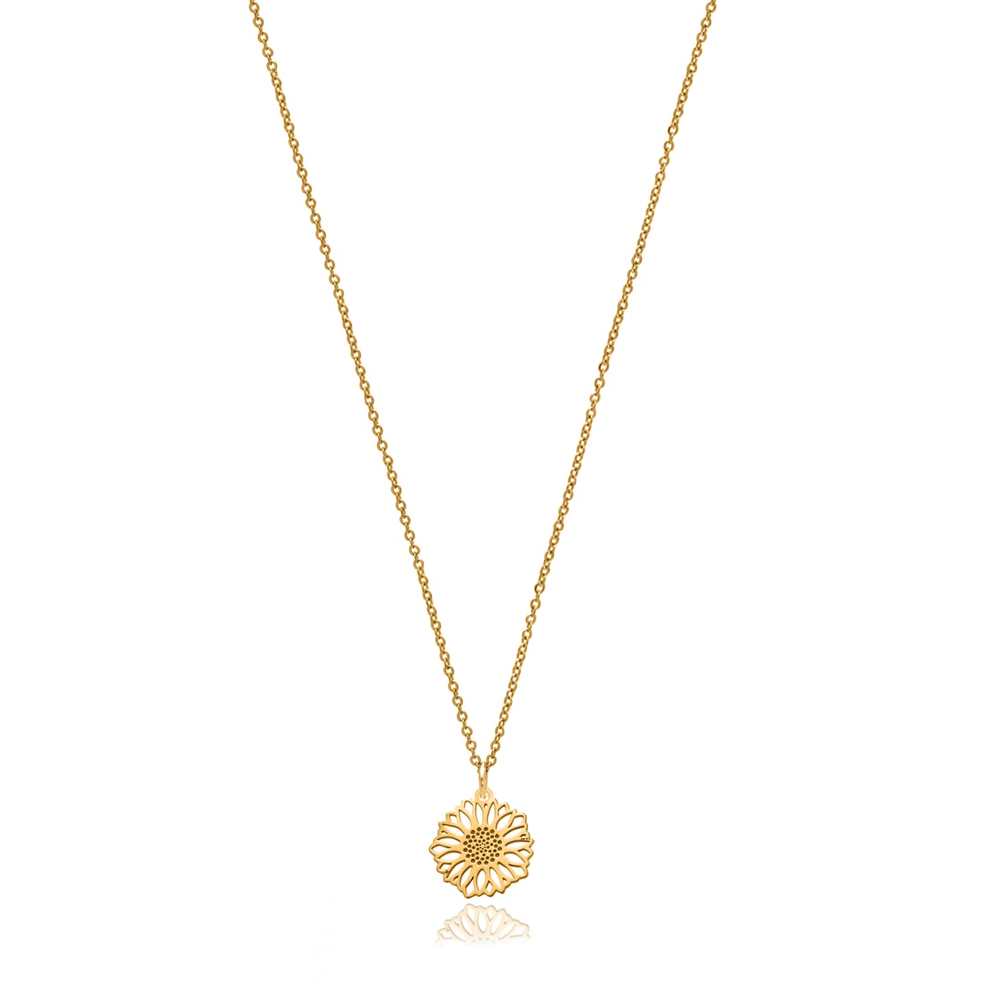 Dije mini Girasol de plata con baño de oro