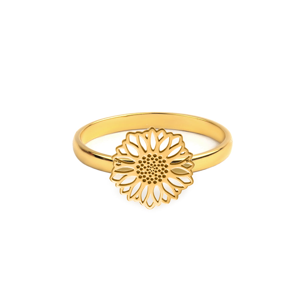 Anillo Girasol de plata con baño de oro