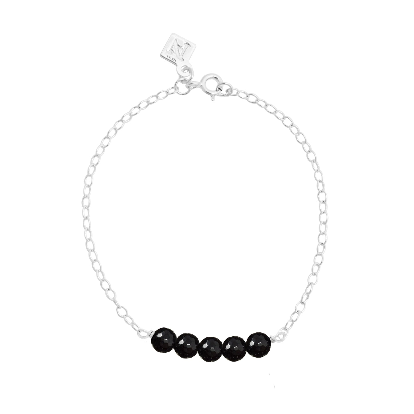 Pulsera Terra cadena de plata con ágata negra