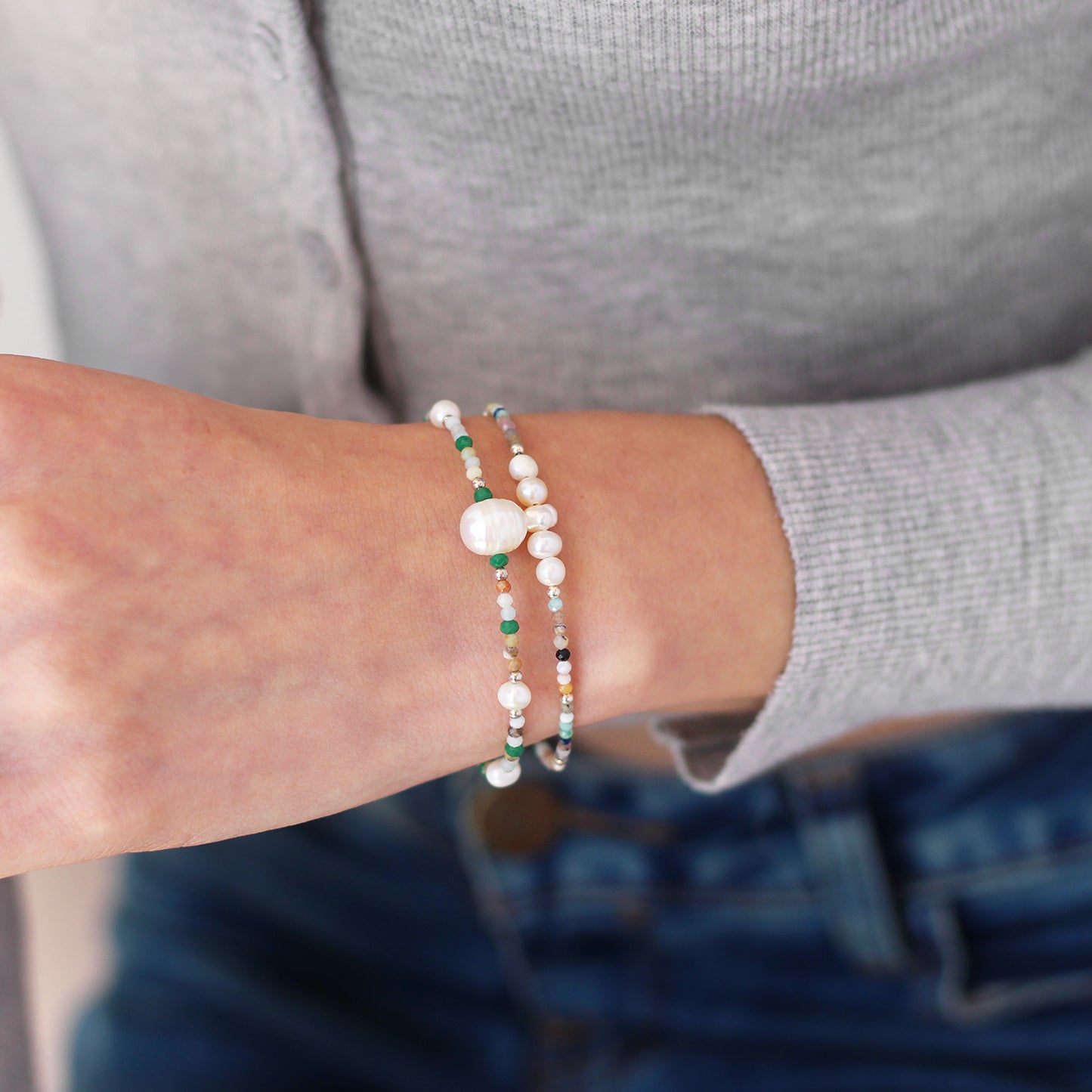 Pulsera Terra de piedras mixtas y perlas