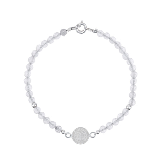 Pulsera Nube San Benito de plata con cuarzo blanco