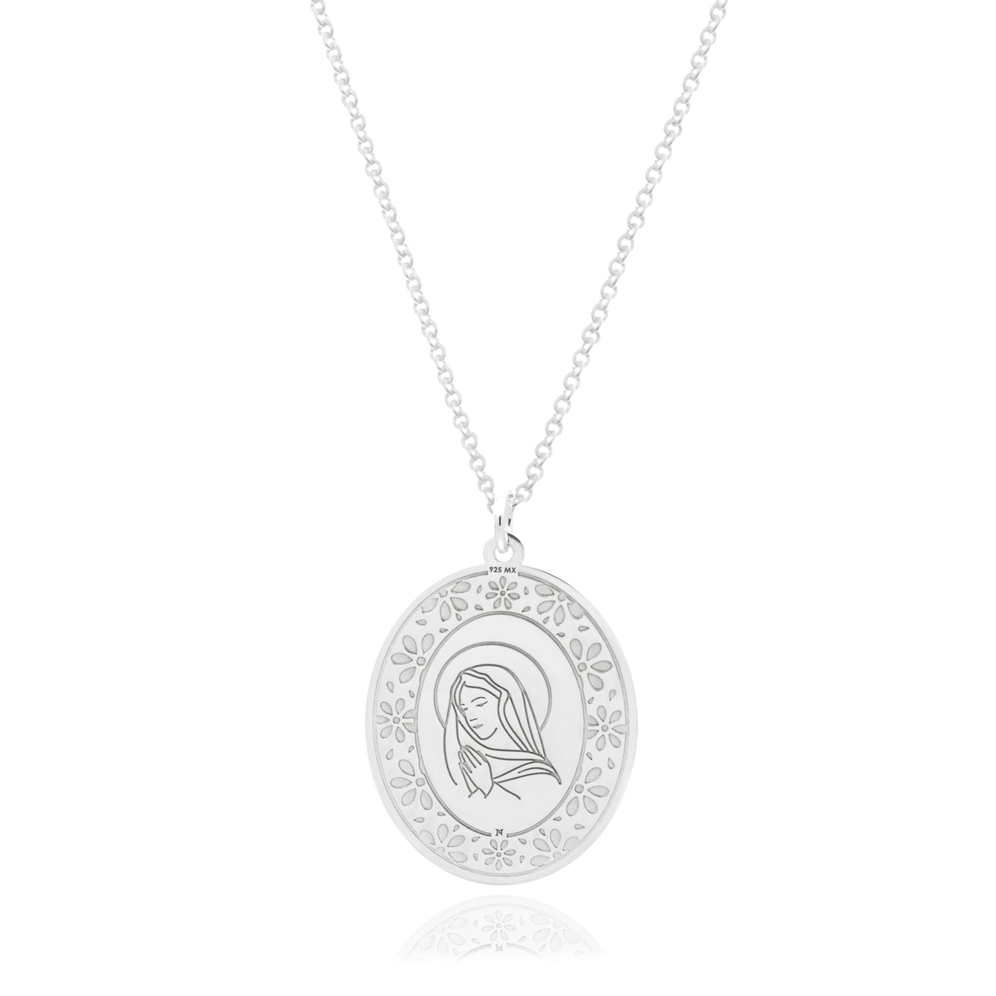 Medalla Nube chica con silueta Virgen plata