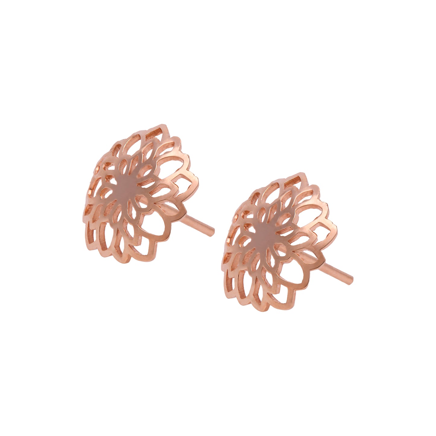 Broqueles Dalia de plata con baño de oro rosa