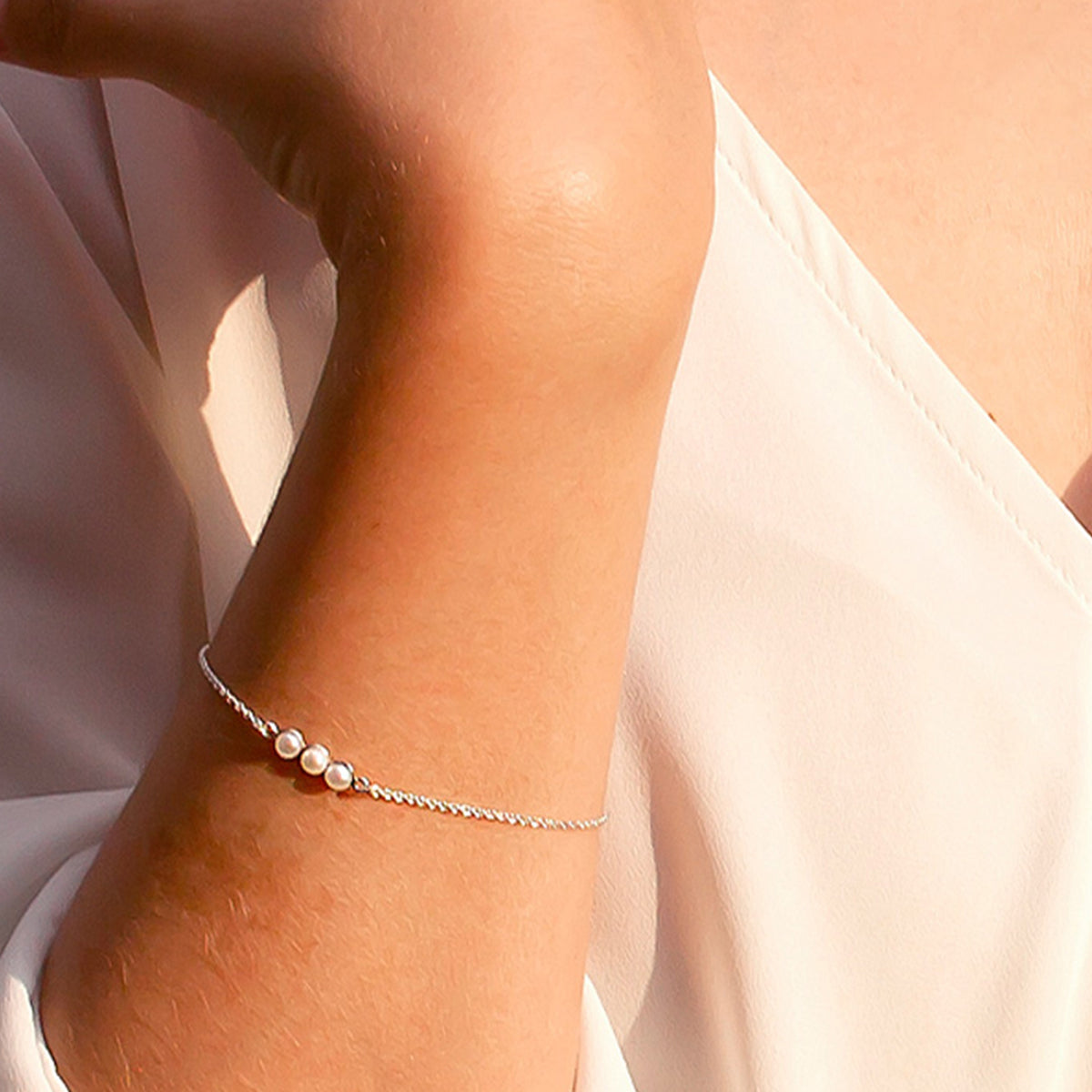 Pulsera Sereno de plata y perlas
