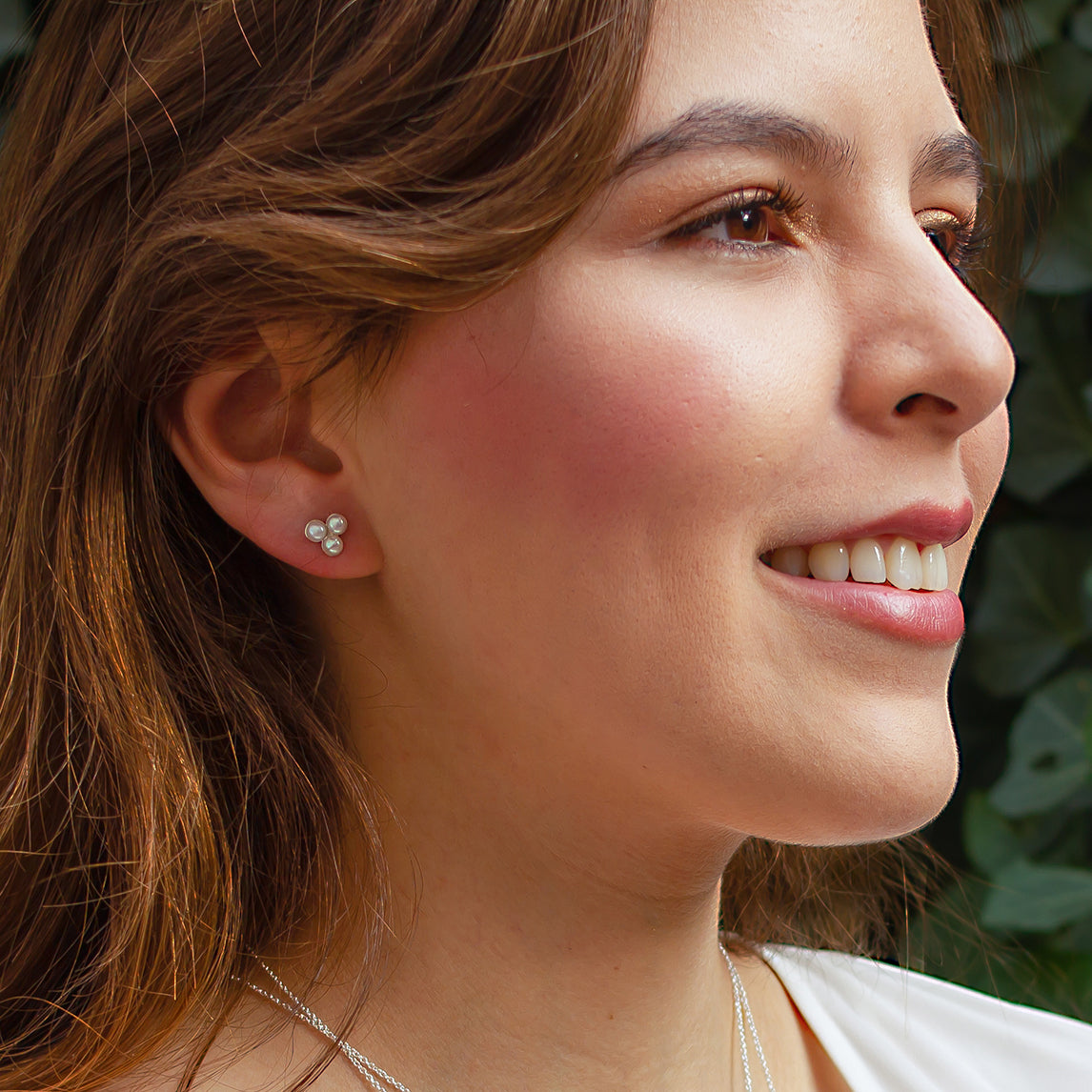 Broqueles Sereno de plata y perlas