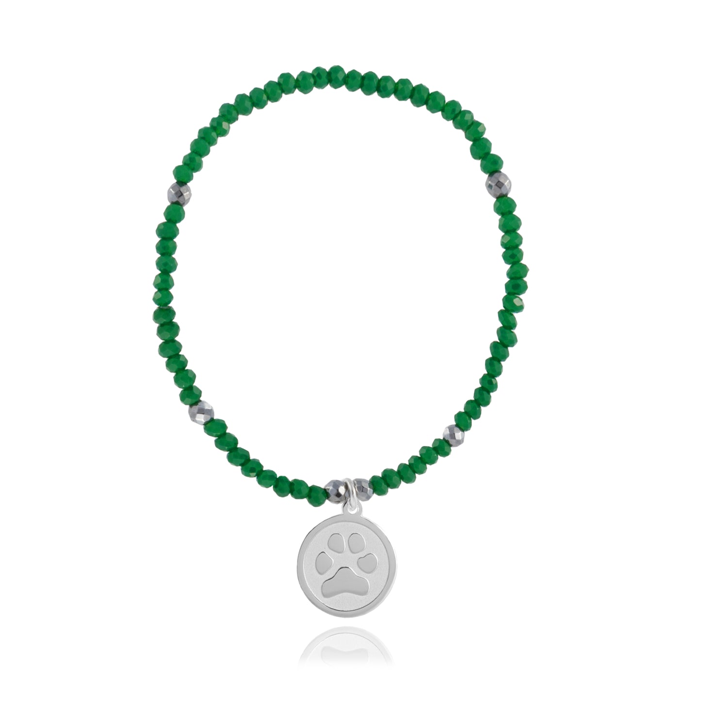 Pulsera elástica con piedra y charm Huellas