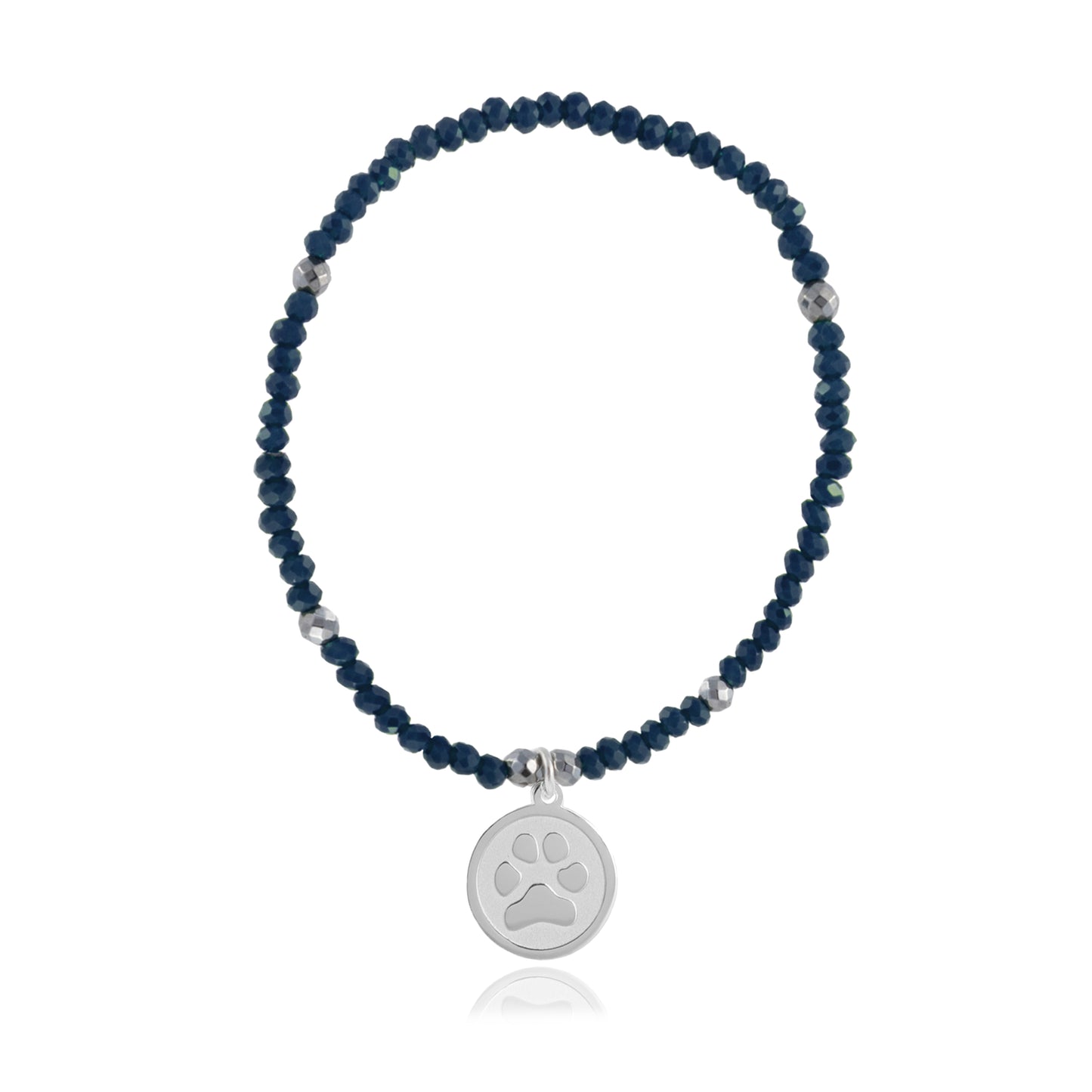 Pulsera elástica con piedra y charm Huellas