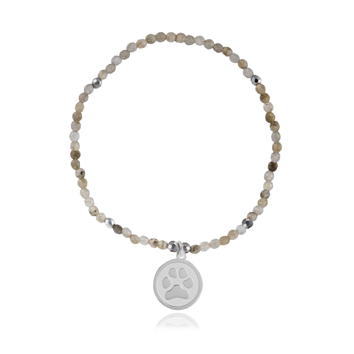 Pulsera elástica con piedra y charm Huellas