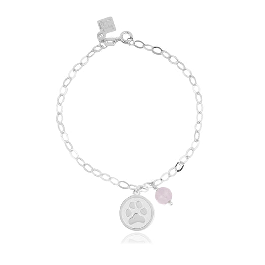 Pulsera Huellas cadena de plata y piedras naturales