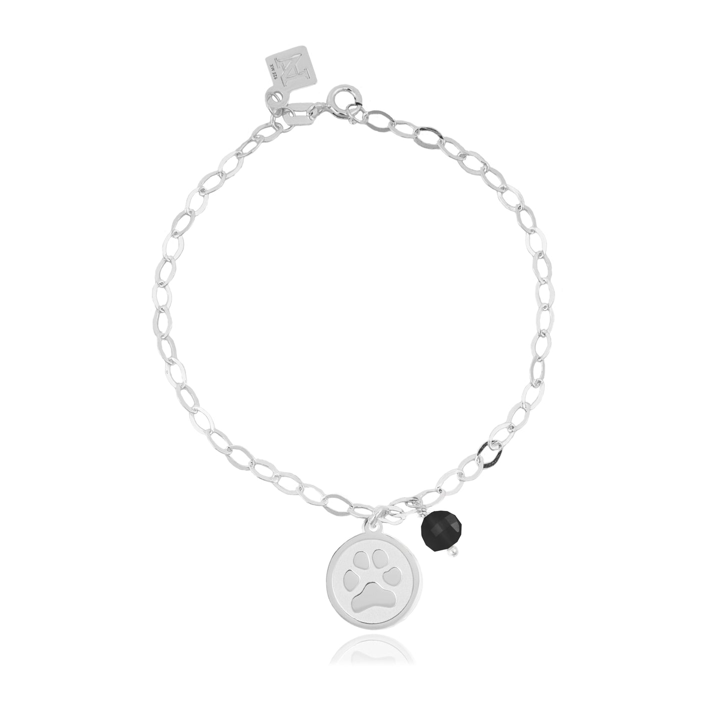 Pulsera Huellas cadena de plata y piedras naturales
