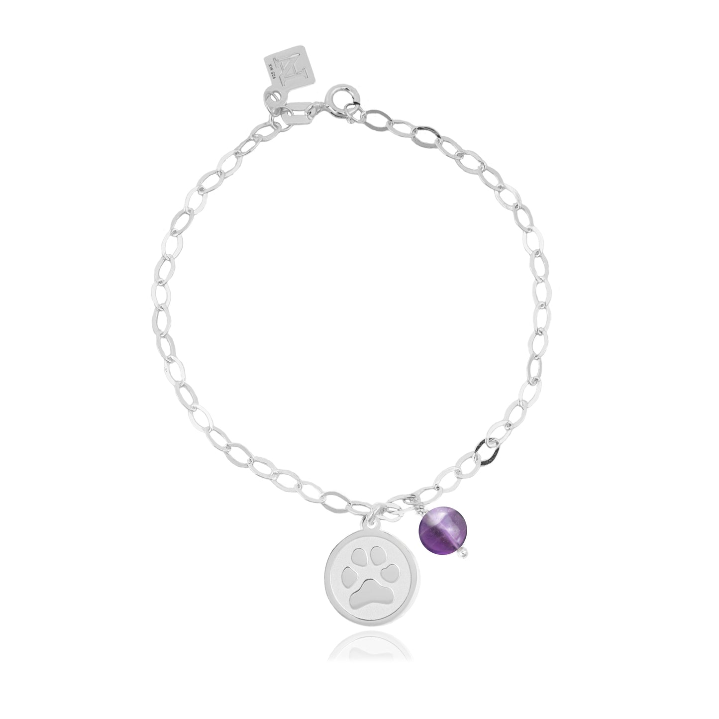 Pulsera Huellas cadena de plata y piedras naturales