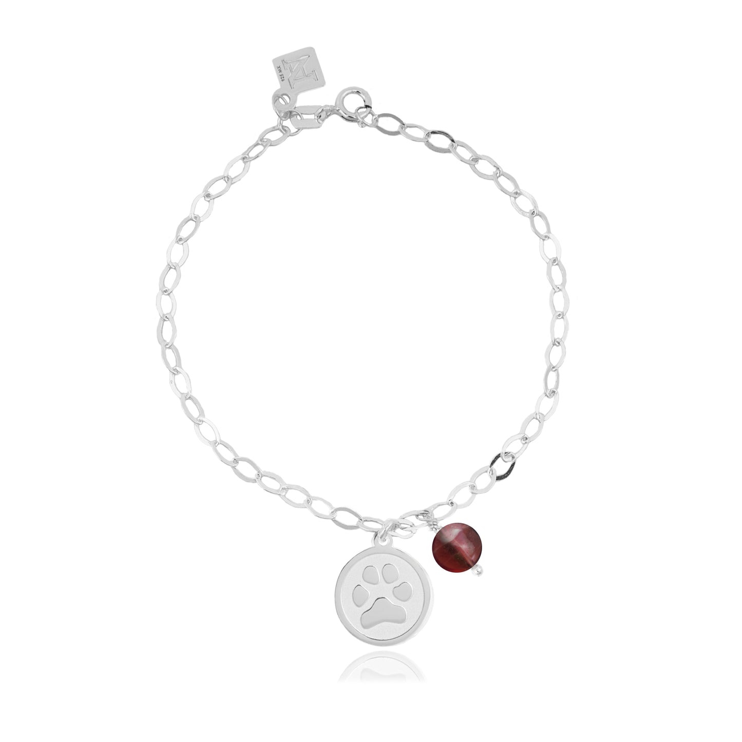 Pulsera Huellas cadena de plata y piedras naturales