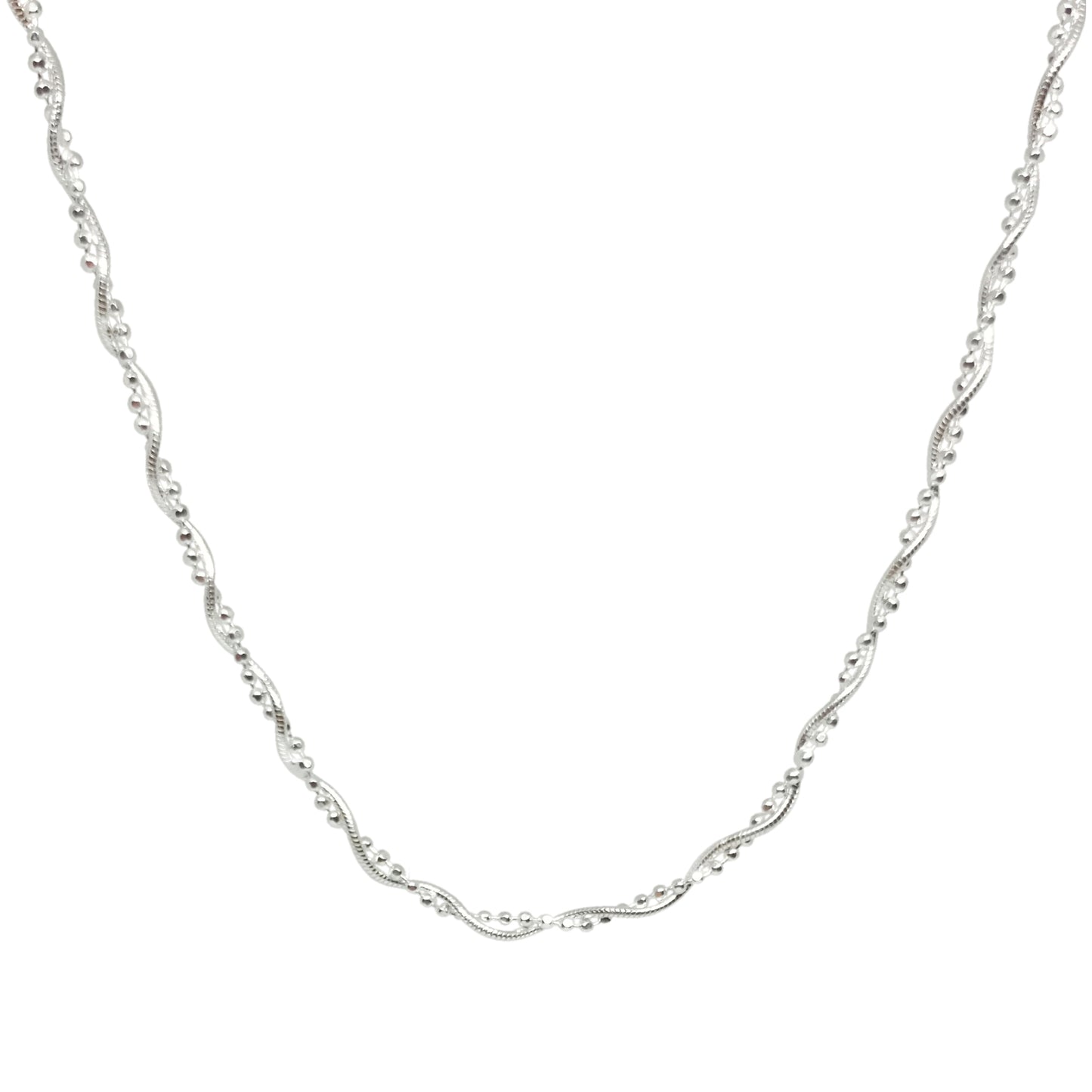 Collar cadena trenzada con bolitas de plata