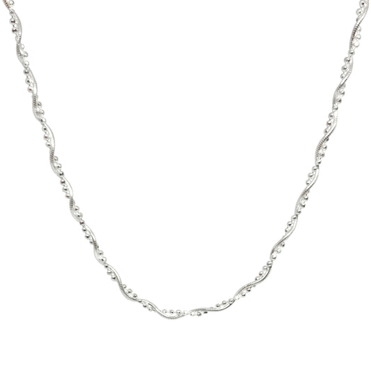 Collar cadena trenzada con bolitas de plata
