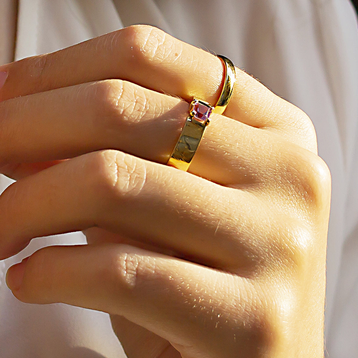 Anillo Básico plata con baño de oro