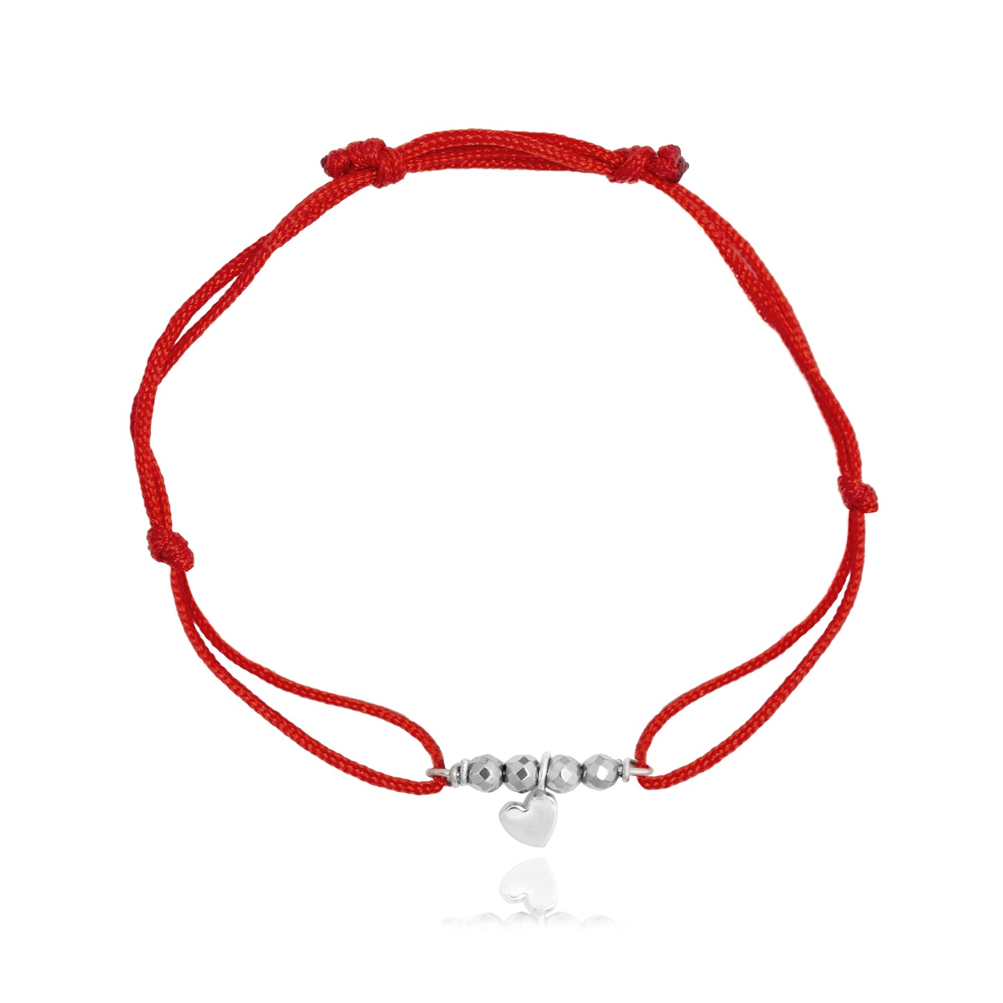 Pulsera corazón Amore de plata con hilo