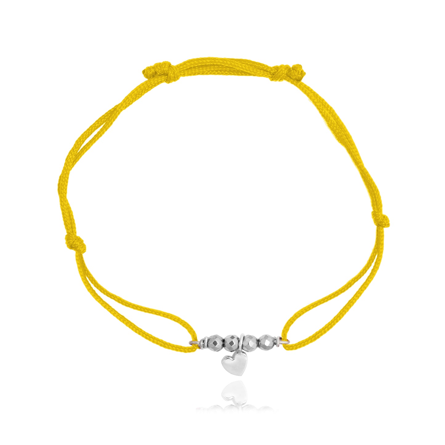 Pulsera corazón Amore de plata con hilo