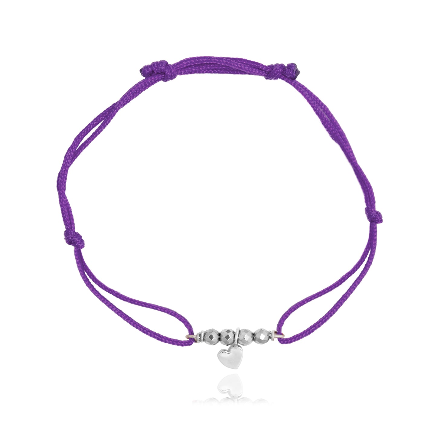 Pulsera corazón Amore de plata con hilo