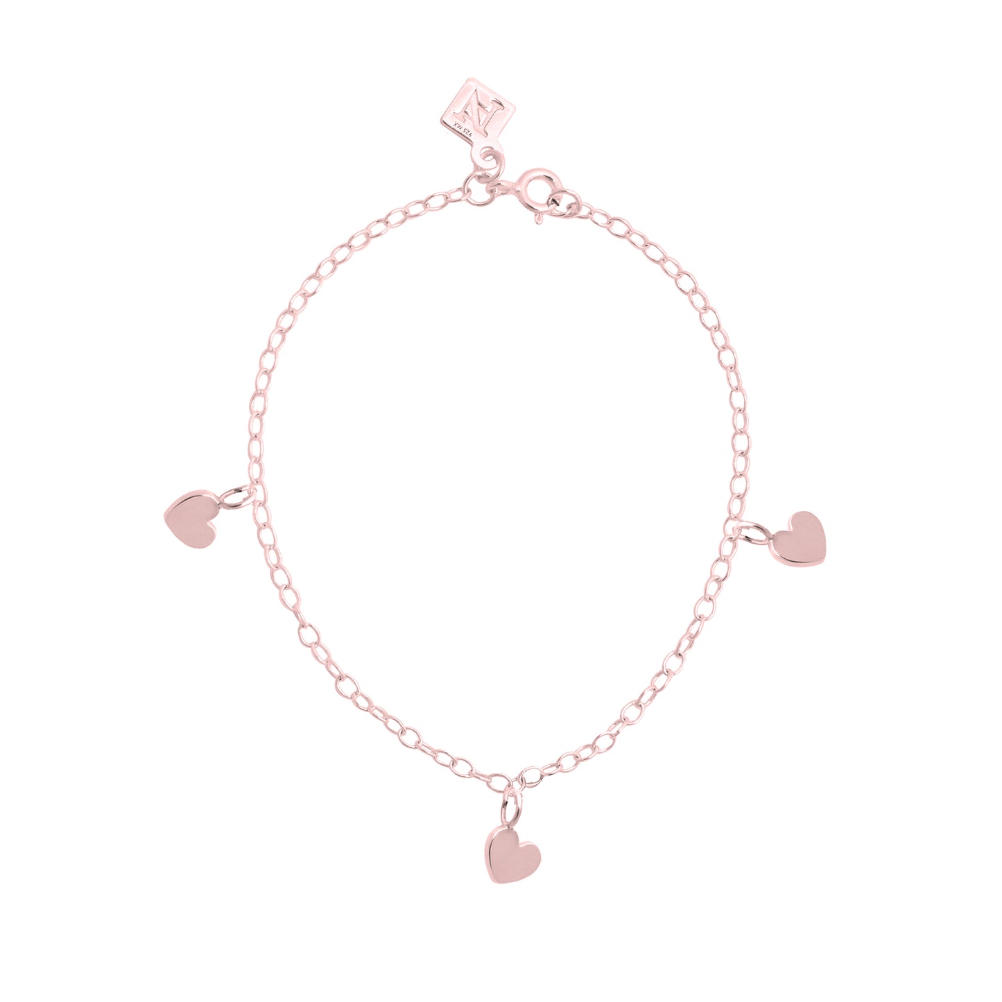 Pulsera corazón Amore cadena con corazones de plata