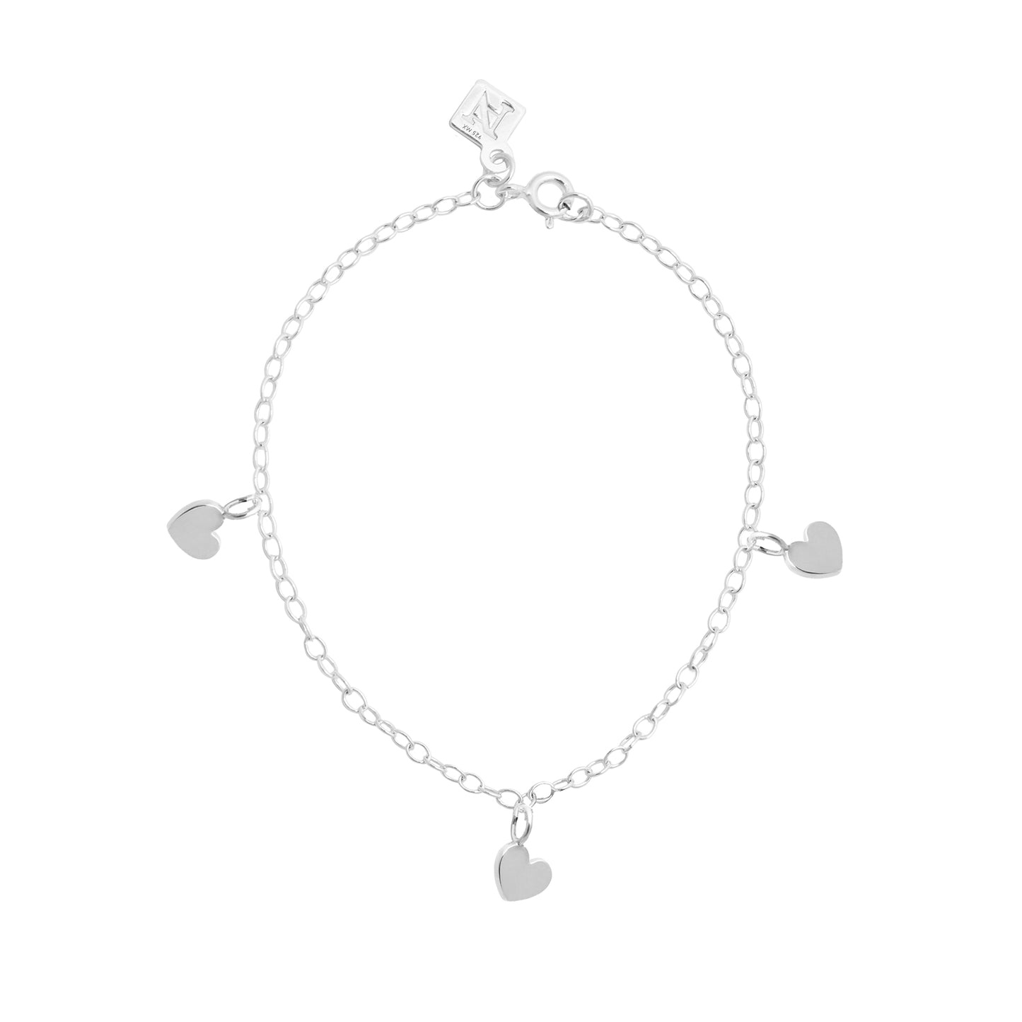 Pulsera corazón Amore cadena con corazones de plata