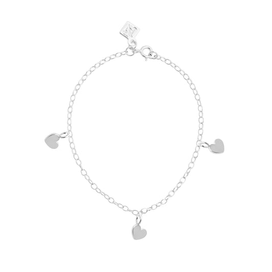 Pulsera corazón Amore cadena con corazones de plata