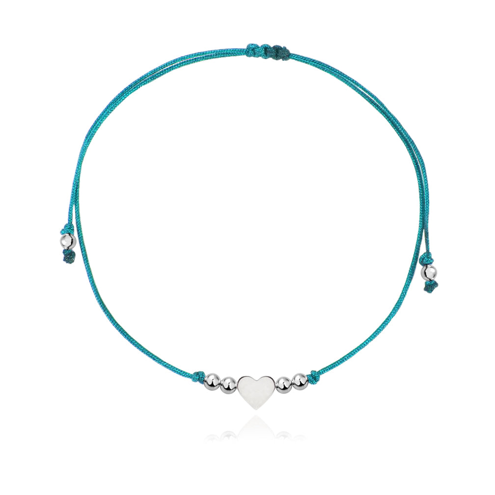 Pulsera Maite de plata con hilo azul claro