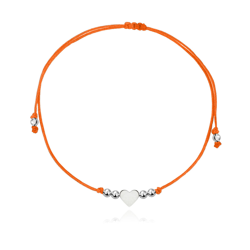 Pulsera Maite de plata con hilo naranja