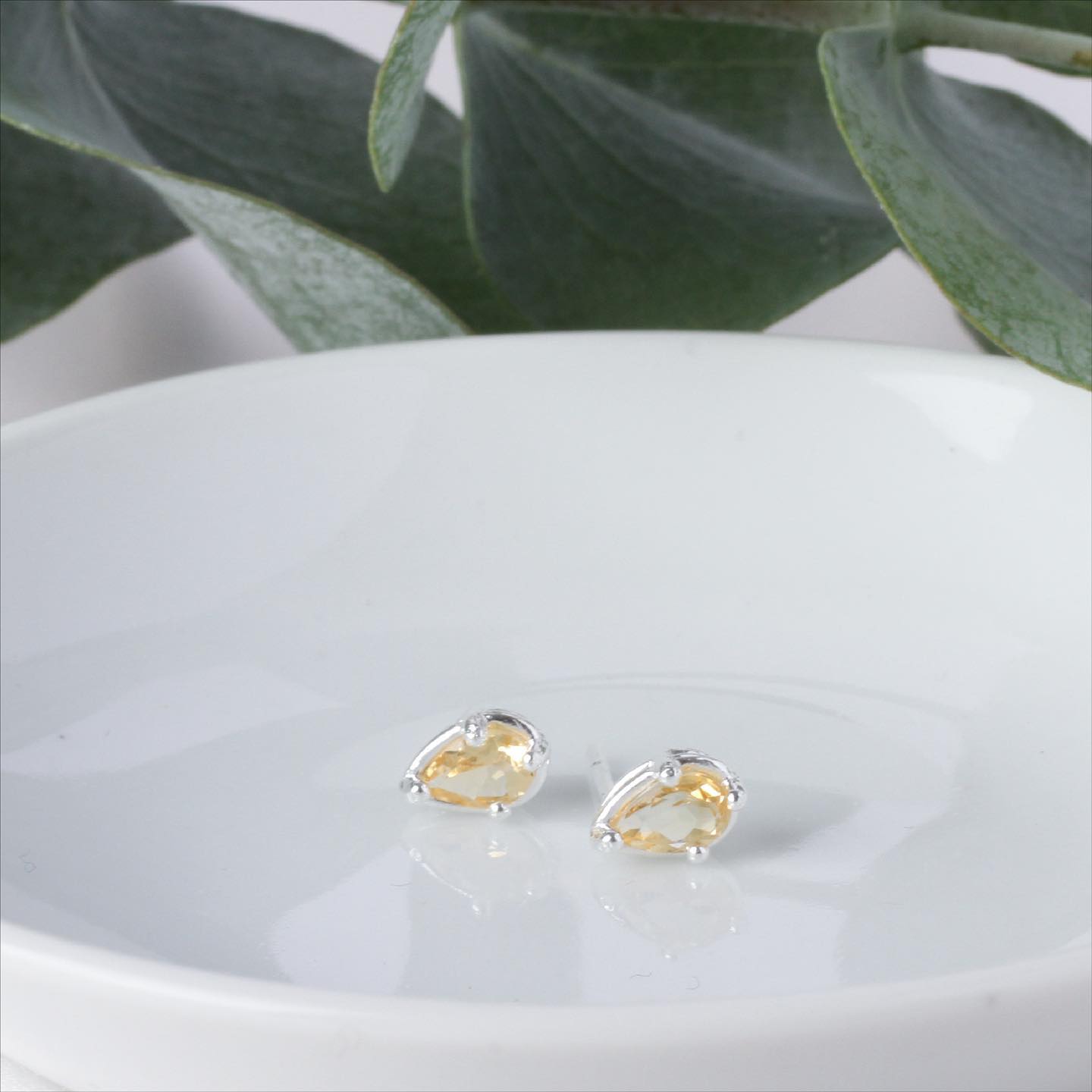 Broqueles citrina Amor Natural plata